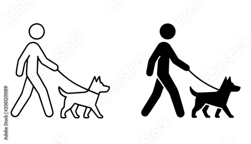 Photos Guide pet (dog) minimalist icon, in outline and silhouette design, for activity