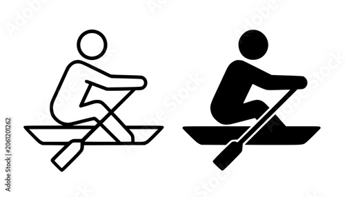 Foto Rowing minimalist icon, in outline and silhouette design, for activity or sport