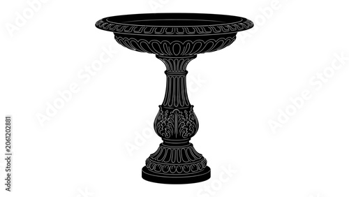 Cuadro en lienzo Ornate Black Bird Bath Pedestal