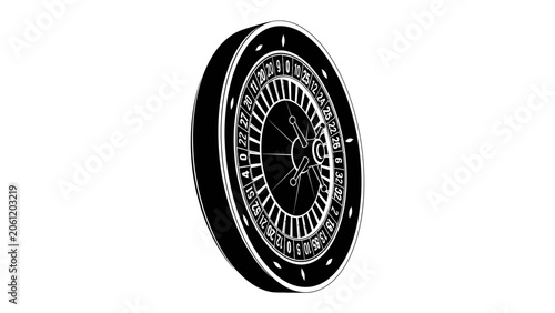 Fotografie Roulette Wheel: A detailed illustration of a classic roulette wheel, symbolizing chance, luck, and the thrill of the casino