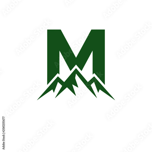 Green mountain logo with stylized m letter