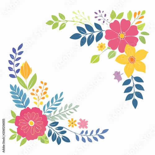 Floral Corner Decorations with Colorful Flowers and Leaves