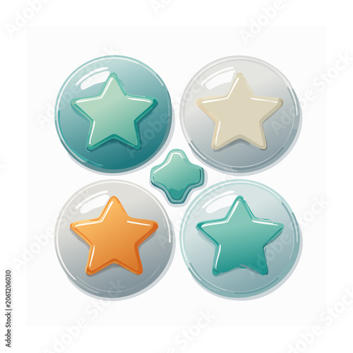 Glossy cartoon stars and bubble illustration