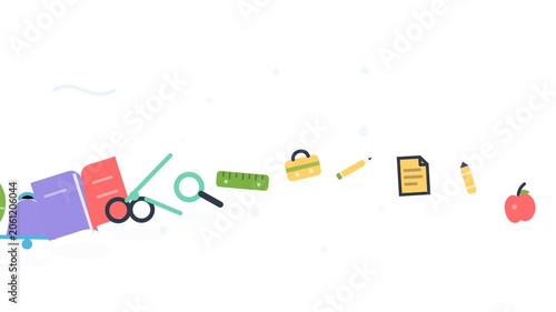 Back to School Scene 144 Science Learning Kit Study Balance Flat Animation