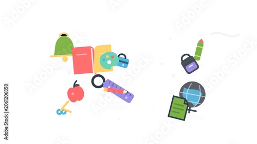 Back to School Scene 019 Playful Learning Symbols Apple Accent Flat Animation