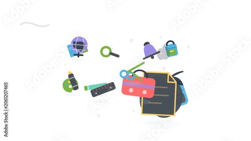 Back to School Scene 027 Organized Homework Setup Desk Constellation Flat Animation