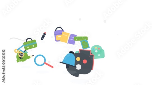 Back to School Scene 031 First Day Essentials Science Swirl Flat Animation