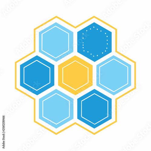 Hexagonal Pattern with Blue and Yellow Colors