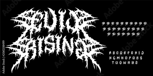 Bilde på lerret Evil Rising Font An extreme underground metal font with sharp chaotic forms, perfect for brutal music and dark artwork