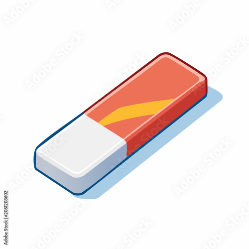 Red and White Eraser with Yellow Stripe