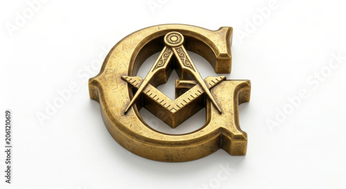 Vintage Bronze Masonic Square and Compasses