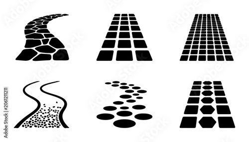 Pathways & Roads Vector Icons: Journey, Direction, Steps, Pavement