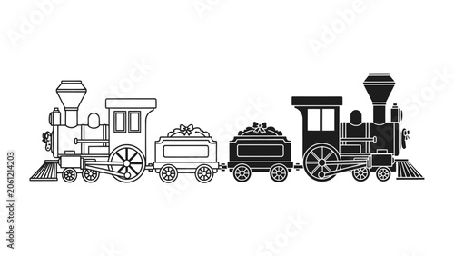 Quadro su tela Steam Engine Train Silhouette