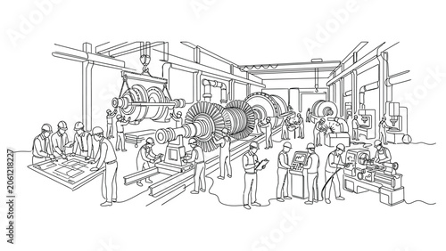 Industrial workers in a factory setting.