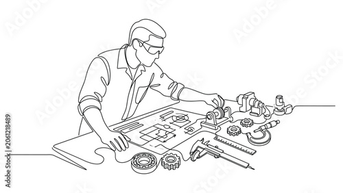 Man working with tools and machinery.