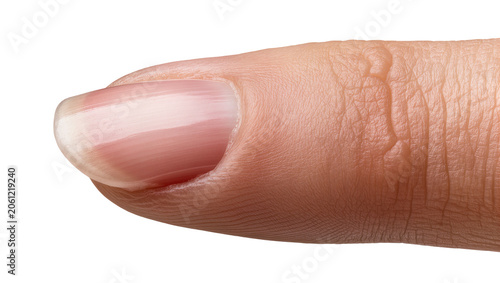 Fotografie Close-up of human fingertip with clean fingernail showing lunula