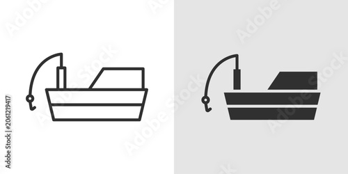 Quadro su tela Fishing Boat Icon represents marine transportation, fishing activities, and maritime operations