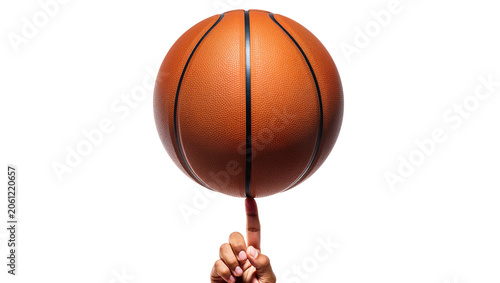 Obraz na płótnie Basketball balanced on fingertip