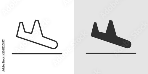 Airplane Landing Icon represents flight arrivals, air transportation, and aviation operations.