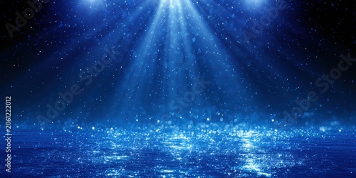 Blue sparkle glitter blurred background. Glittering sequins wall. Blank empty textured effect. Creative bright vibrant navy color backdrop. Shiny lights wallpaper ads, gifts wrap, web design. Banner