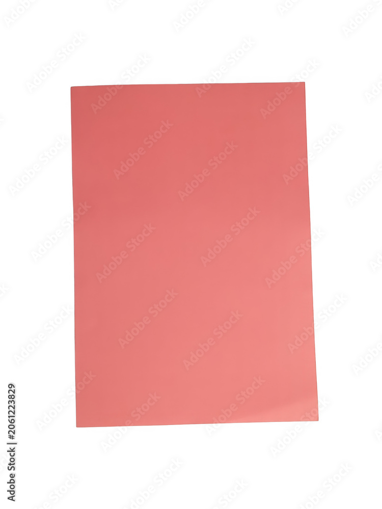 Fototapeta premium A single blank pink paper sheet isolated on white background png
