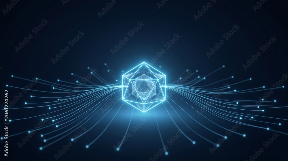 Fototapeta premium Centralized digital hub concept with glowing network connections