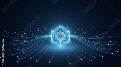 Centralized digital hub concept with glowing network connections