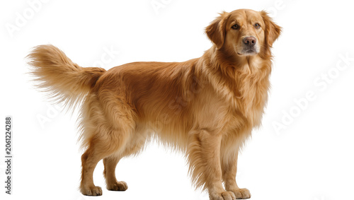 Foto Golden Retriever dog standing profile view