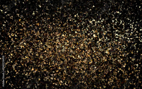 Abstract Background Featuring Shimmering Golden Fragments and Metallic Dust Particles Reflecting Light on a Dark Surface