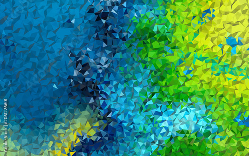 Abstract low poly geometric background with blue, green and yellow gradient polygonal mosaic texture