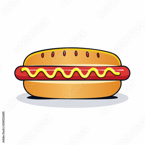 Cartoon Hot Dog with Mustard