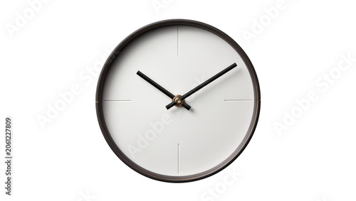 Fotografia Modern minimalist wall clock with dark frame and white face