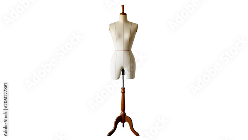 Fotografie Tailor s dummy with wooden stand and metal pole