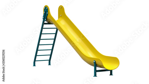 Photos Yellow playground slide with teal ladder