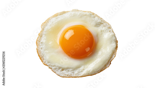 Fotografija Fried egg with bright orange yolk and white albumen