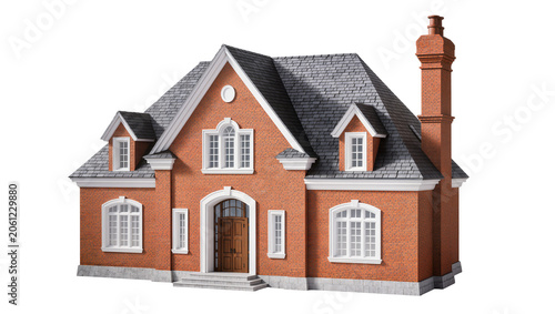 Fotografia Brick house with dormer windows and chimney