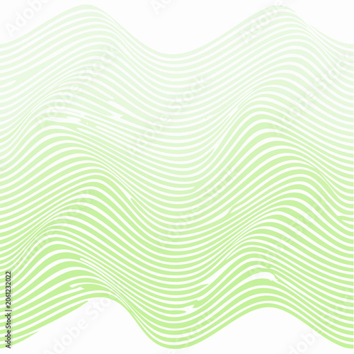 Abstract flowing green and white wave lines background pattern