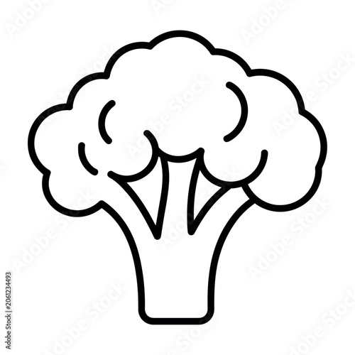 Simple broccoli vegetable outline vector icon for healthy food and nutrition design projects
