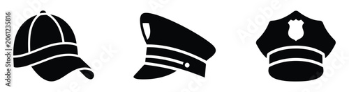 Φωτογραφία police and park ranger hats in black silhouette hat law enforcement uniform headwear official