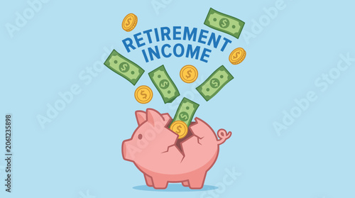 Obraz na płótnie Piggy Bank Breaking Open Releasing Retirement Income