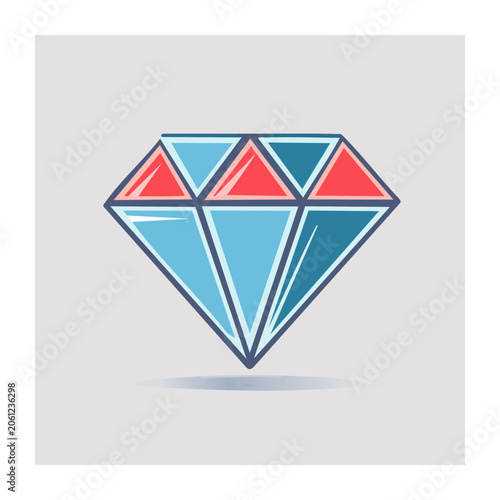 Blue and red geometric diamond shape icon