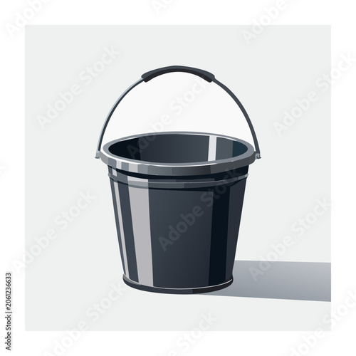 Minimalist black trash can isolated on white