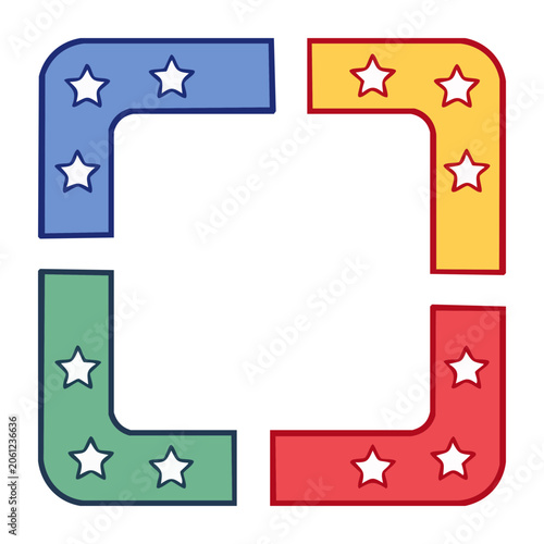 Four flat design flags with stars