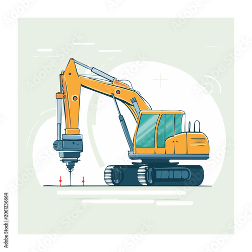 Orange and blue truck with crane side view