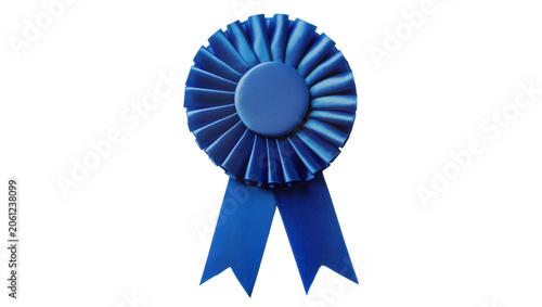 Bild auf Leinwand Blue rosette ribbon award with two streamers
