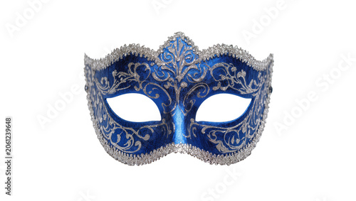 Konstfotografi Ornate blue Venetian masquerade mask with silver filigree