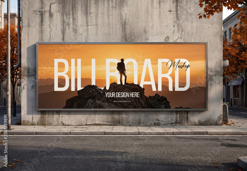 Outdoor Billboard Mockup on Urban Concrete Wall