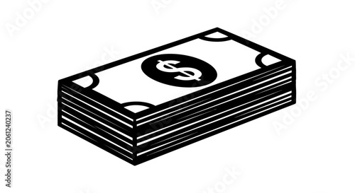 Schilderij op canvas Stack of US Dollar Bills with Dollar Sign Icon