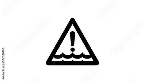 Warning sign with exclamation mark and waves