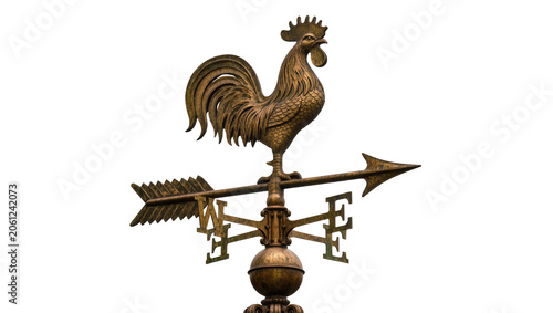 Bild auf Leinwand Bronze rooster weathervane with directional compass rose